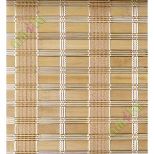 Rollup  mechanism brown beige white colour stripes pure natural bamboo blind